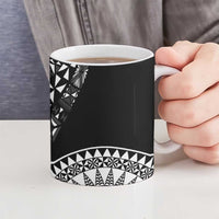 Black Tongan Ngatu Fonulei Pattern Ceramic Mug LT9 - Polynesian Pride