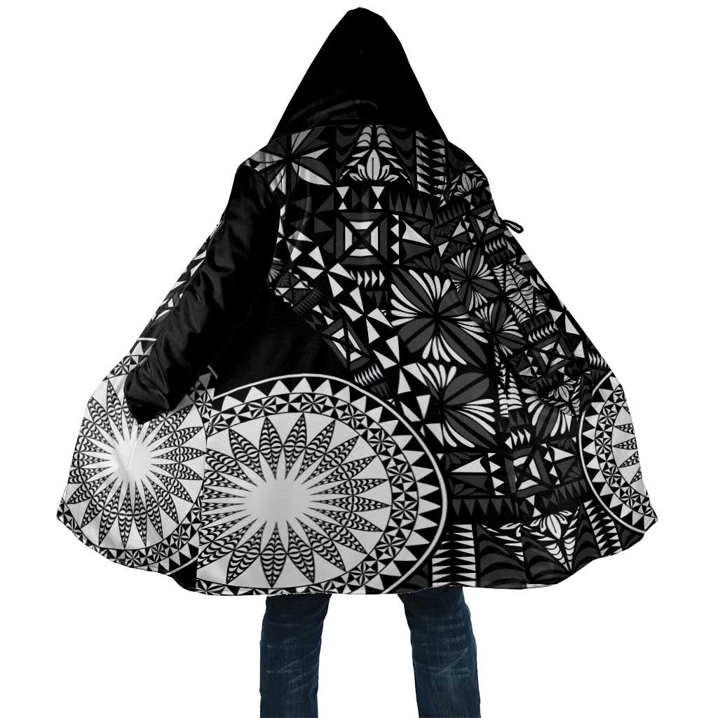 Black Tongan Ngatu Fonulei Pattern Cloak LT9 Unisex Black - Polynesian Pride