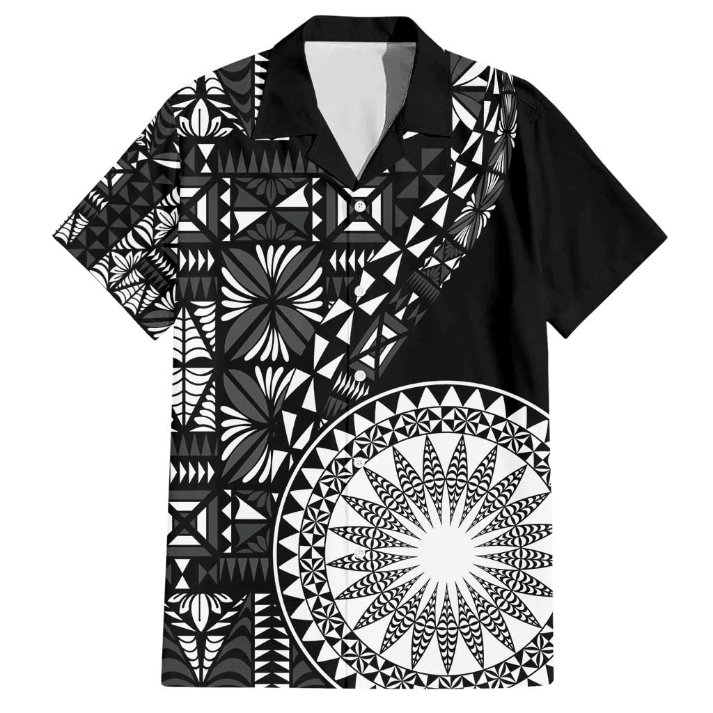 Black Tongan Ngatu Fonulei Pattern Hawaiian Shirt LT9 Black - Polynesian Pride