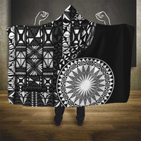 Black Tongan Ngatu Fonulei Pattern Hooded Blanket LT9 - Polynesian Pride