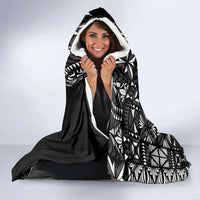 Black Tongan Ngatu Fonulei Pattern Hooded Blanket LT9 - Polynesian Pride