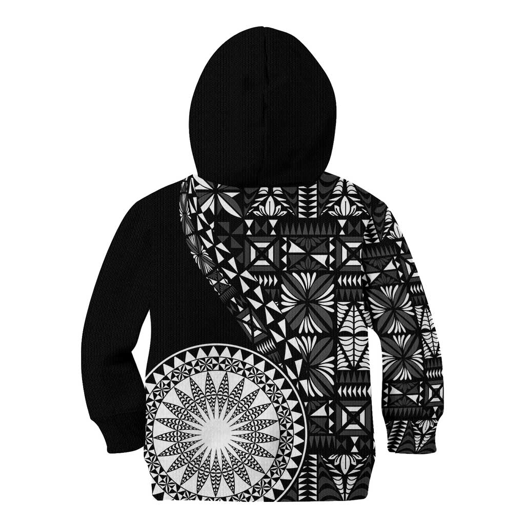 Black Tongan Ngatu Fonulei Pattern Kid Hoodie LT9 - Polynesian Pride