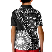 Black Tongan Ngatu Fonulei Pattern Kid Polo Shirt LT9 - Polynesian Pride