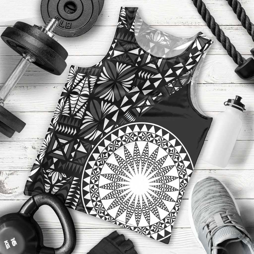 Black Tongan Ngatu Fonulei Pattern Men Tank Top LT9 - Polynesian Pride