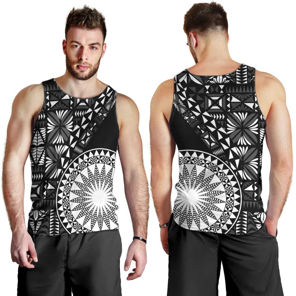 Black Tongan Ngatu Fonulei Pattern Men Tank Top LT9 - Polynesian Pride