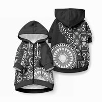 Black Tongan Ngatu Fonulei Pattern Pet Hoodie LT9 Zip-up Black - Polynesian Pride