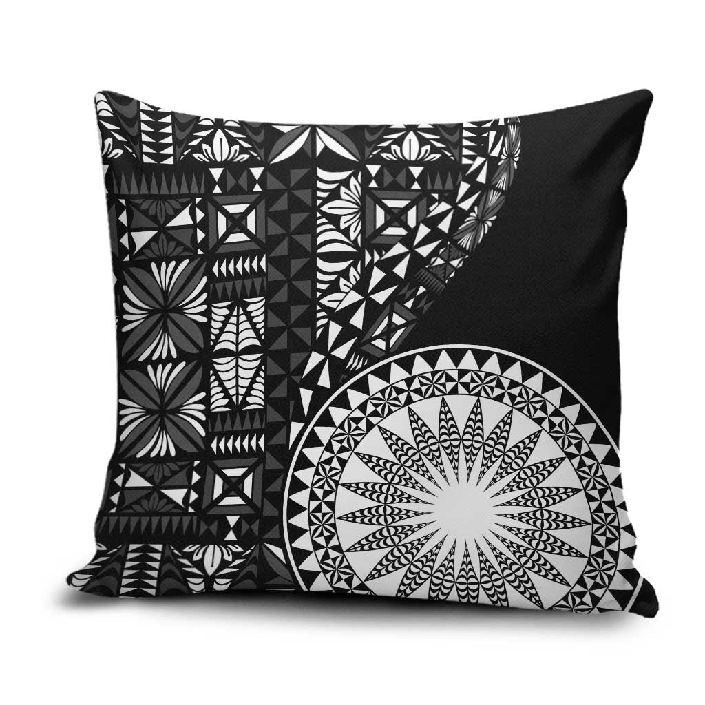Black Tongan Ngatu Fonulei Pattern Pillow Cover LT9 Black - Polynesian Pride