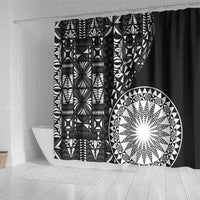 Black Tongan Ngatu Fonulei Pattern Shower Curtain LT9 - Polynesian Pride