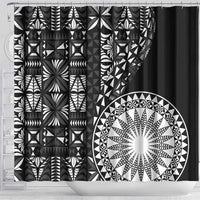 Black Tongan Ngatu Fonulei Pattern Shower Curtain LT9 - Polynesian Pride