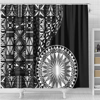 Black Tongan Ngatu Fonulei Pattern Shower Curtain LT9 - Polynesian Pride