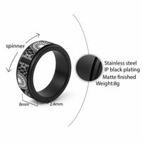 Black Tongan Ngatu Fonulei Pattern Spinner Ring LT9 - Polynesian Pride