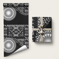 Black Tongan Ngatu Fonulei Pattern Wrapping Paper LT9 58" × 23" Black - Polynesian Pride