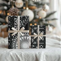 Black Tongan Ngatu Fonulei Pattern Wrapping Paper LT9 - Polynesian Pride