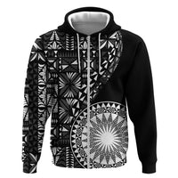 Black Tongan Ngatu Fonulei Pattern Zip Hoodie LT9 Zip Hoodie Black - Polynesian Pride