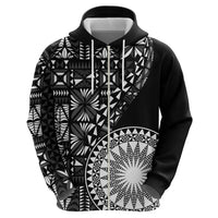 Black Tongan Ngatu Fonulei Pattern Zip Hoodie LT9 - Polynesian Pride