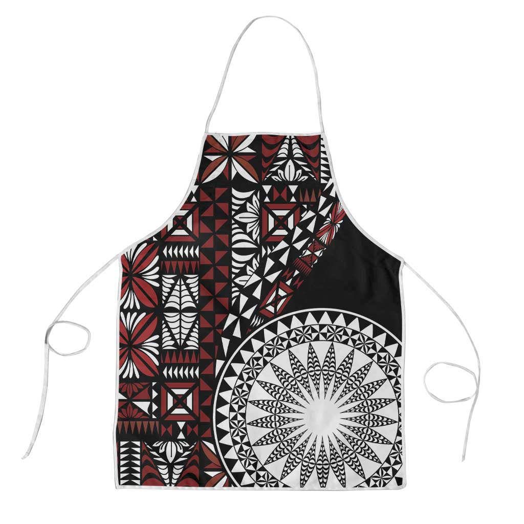 Red Tongan Ngatu Fonulei Pattern Apron LT9 Red - Polynesian Pride