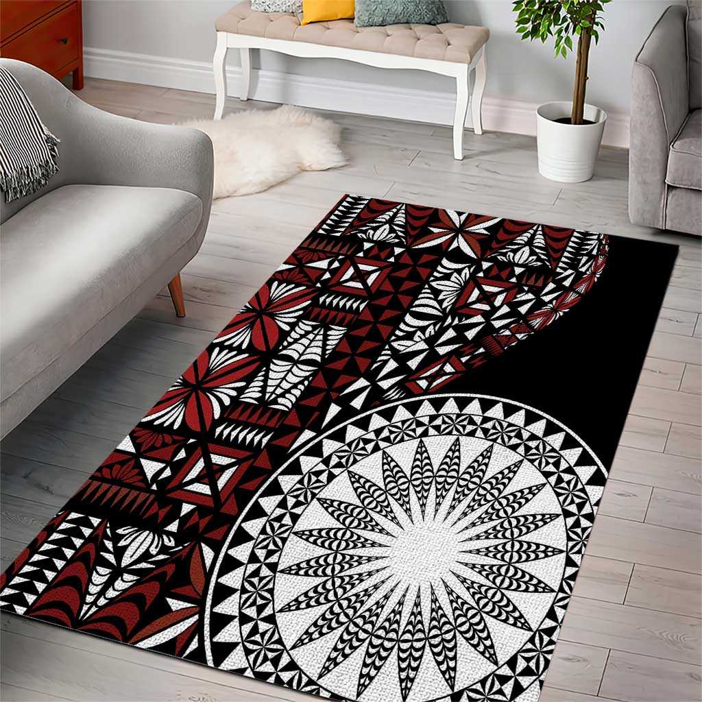 Red Tongan Ngatu Fonulei Pattern Area Rug LT9 - Polynesian Pride