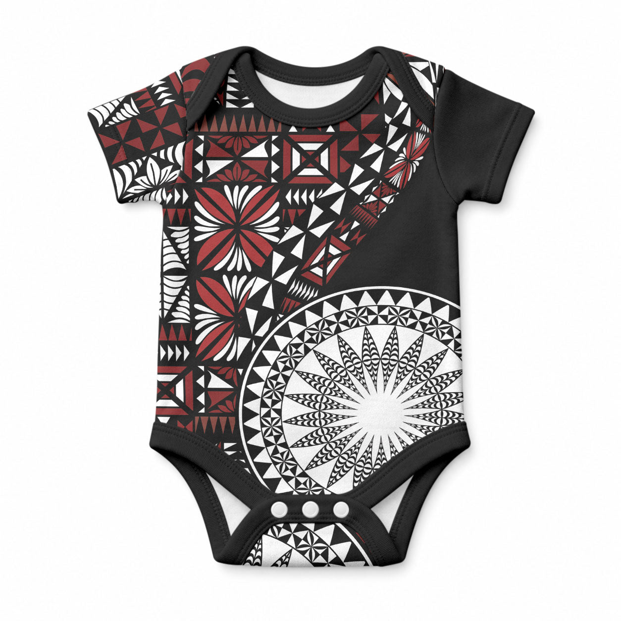 Red Tongan Ngatu Fonulei Pattern Baby Onesie LT9 Red - Polynesian Pride