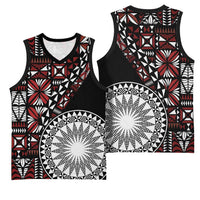 Red Tongan Ngatu Fonulei Pattern Basketball Jersey LT9 - Polynesian Pride