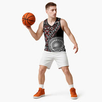 Red Tongan Ngatu Fonulei Pattern Basketball Jersey LT9 - Polynesian Pride