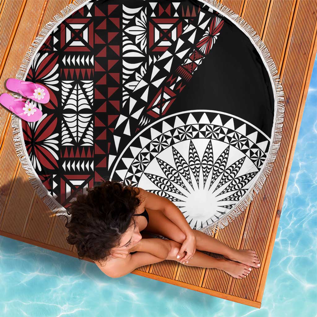 Red Tongan Ngatu Fonulei Pattern Beach Blanket LT9 - Polynesian Pride