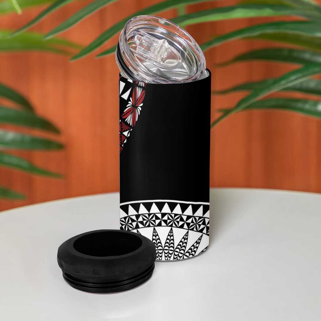 Red Tongan Ngatu Fonulei Pattern 4 in 1 Can Cooler Tumbler LT9 - Polynesian Pride