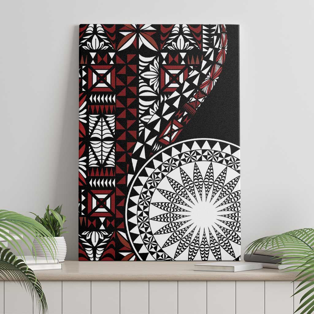Red Tongan Ngatu Fonulei Pattern Canvas Wall Art LT9 - Polynesian Pride