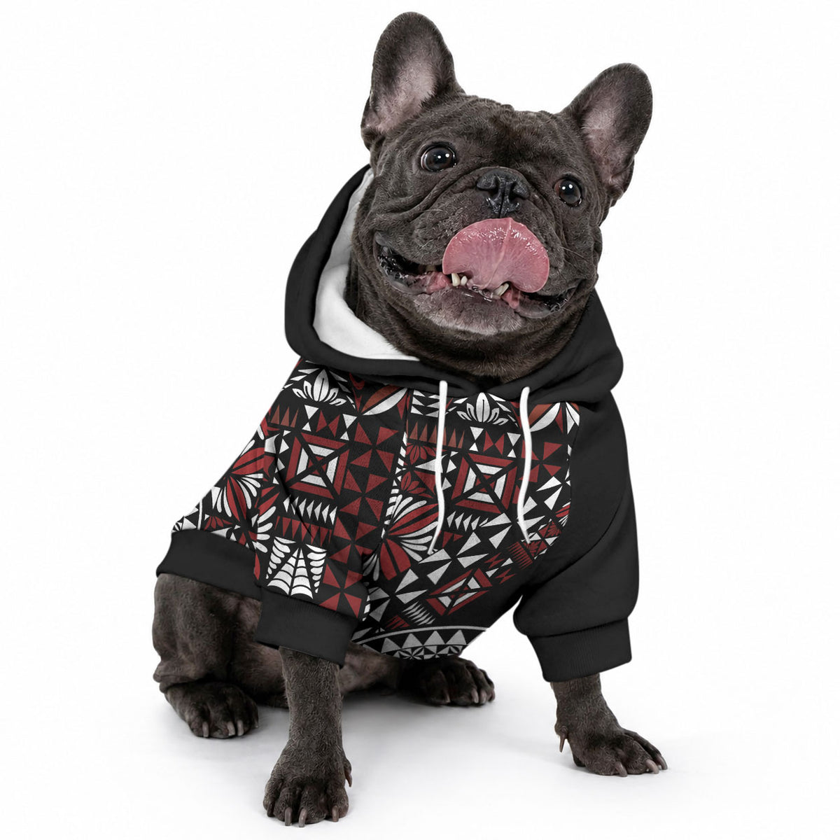 Red Tongan Ngatu Fonulei Pattern Pet Hoodie LT9 - Polynesian Pride
