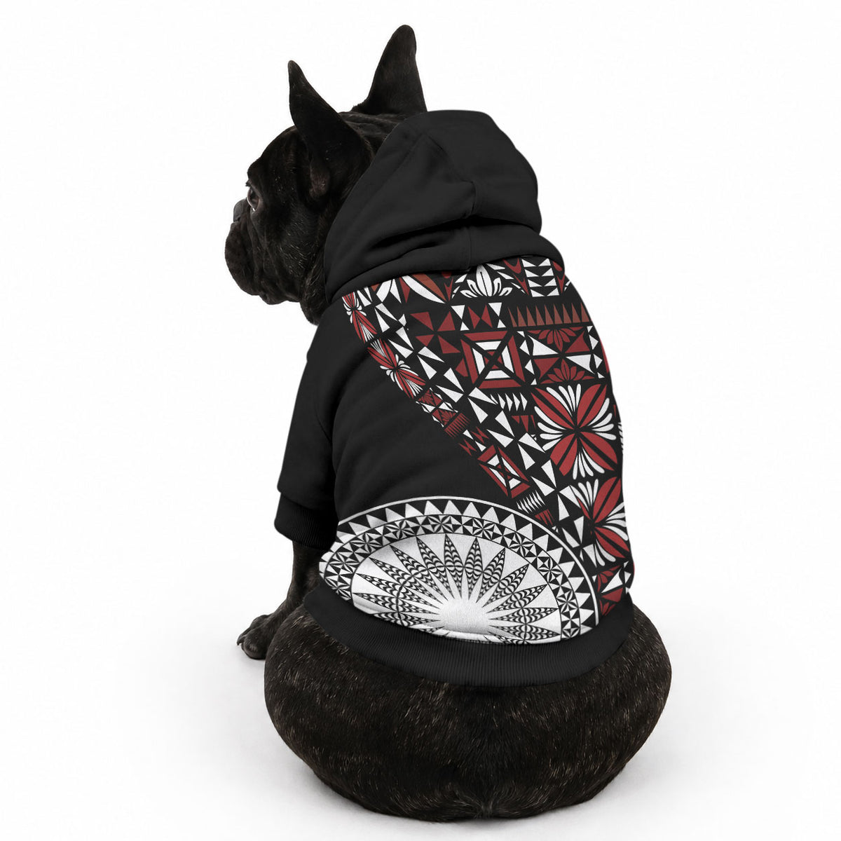 Red Tongan Ngatu Fonulei Pattern Pet Hoodie LT9 - Polynesian Pride