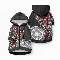 Red Tongan Ngatu Fonulei Pattern Pet Hoodie LT9 Zip-up Red - Polynesian Pride