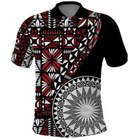 Red Tongan Ngatu Fonulei Pattern Polo Shirt LT9 Red - Polynesian Pride