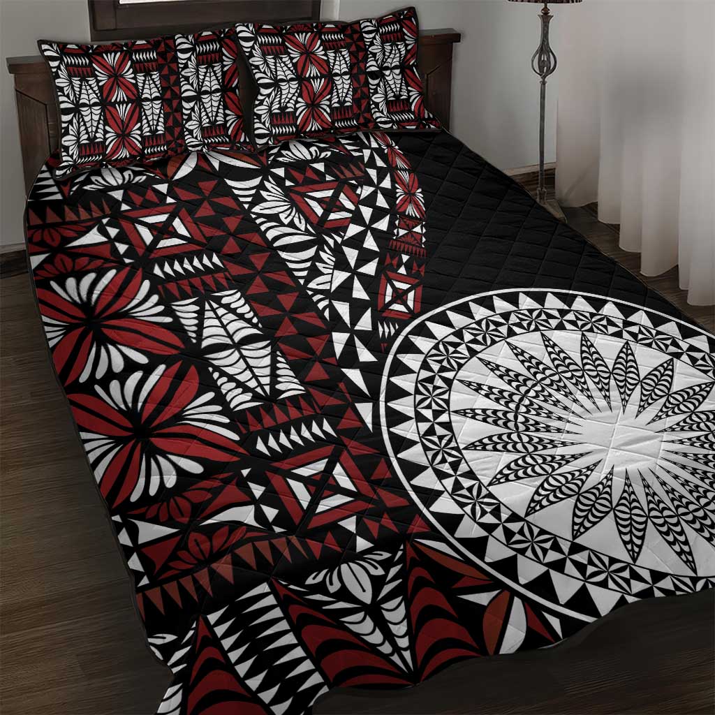 Red Tongan Ngatu Fonulei Pattern Quilt Bed Set LT9 Red - Polynesian Pride