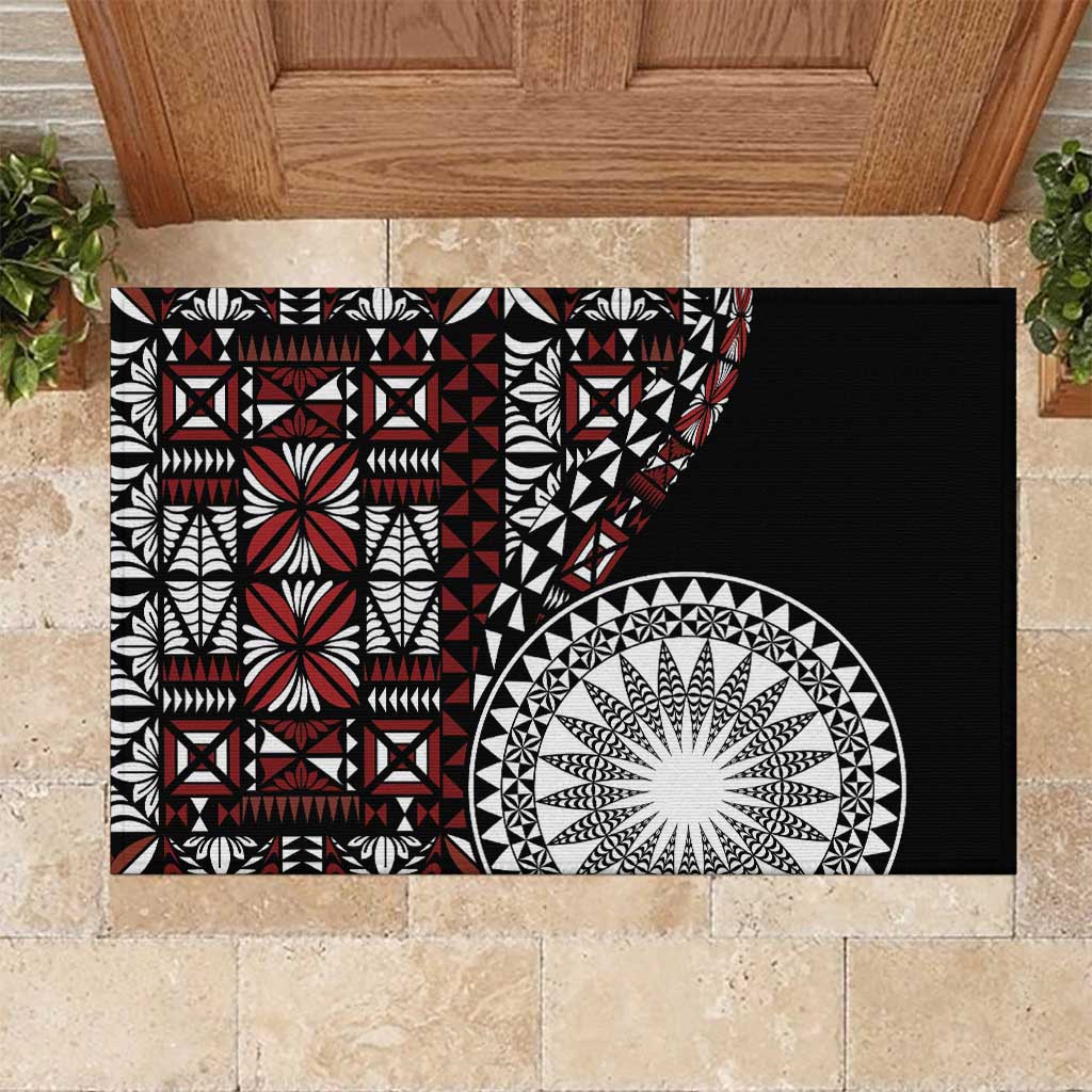 Red Tongan Ngatu Fonulei Pattern Rubber Doormat LT9 Red - Polynesian Pride