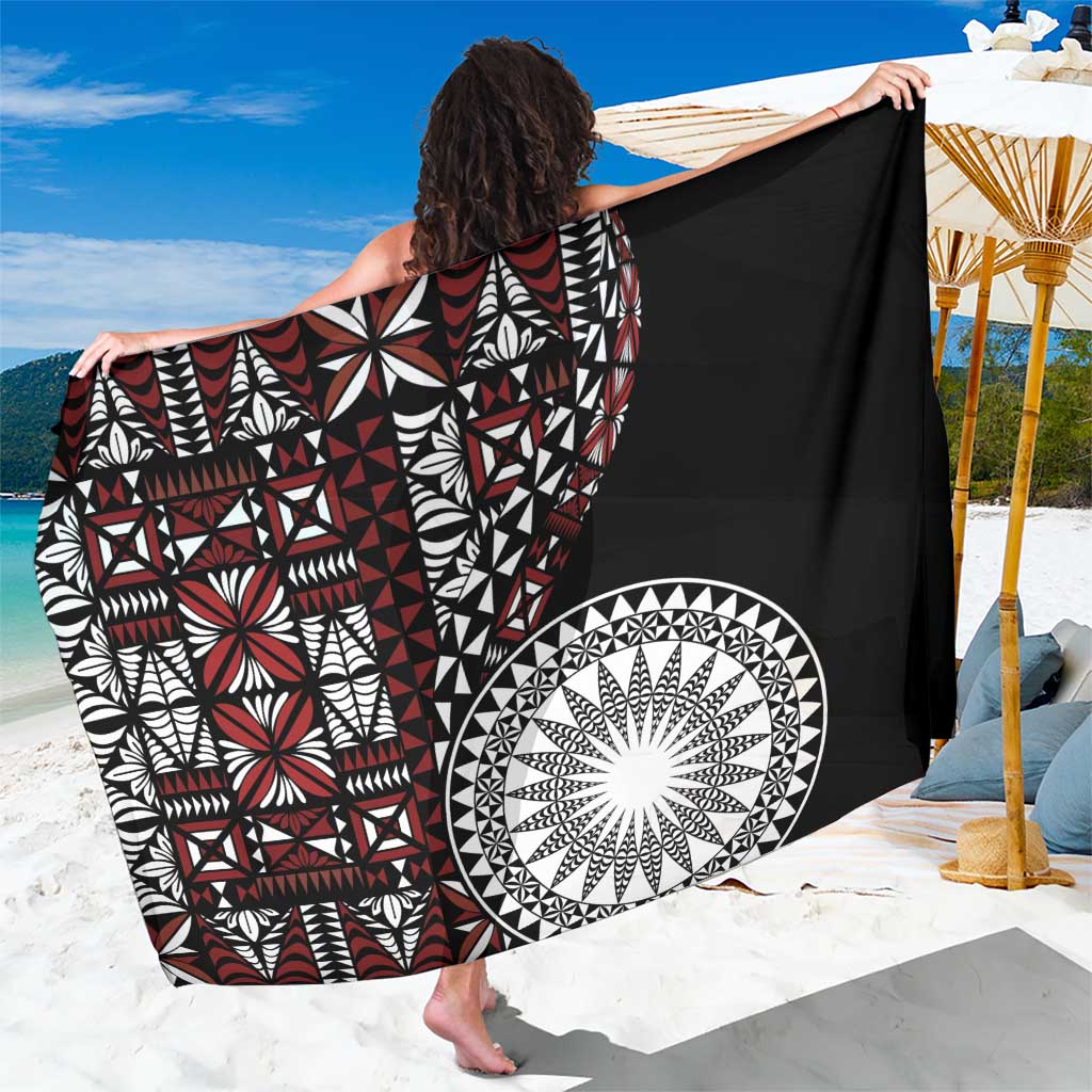 Red Tongan Ngatu Fonulei Pattern Sarong LT9 One Size 44 x 66 inches Red - Polynesian Pride
