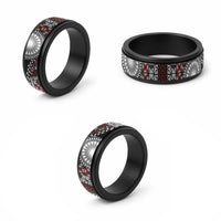 Red Tongan Ngatu Fonulei Pattern Spinner Ring LT9 - Polynesian Pride