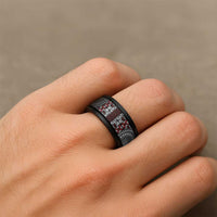 Red Tongan Ngatu Fonulei Pattern Spinner Ring LT9 - Polynesian Pride