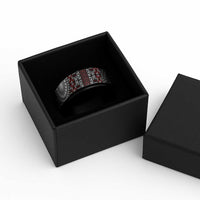 Red Tongan Ngatu Fonulei Pattern Spinner Ring LT9 - Polynesian Pride