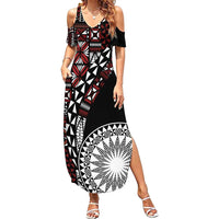 Red Tongan Ngatu Fonulei Pattern Summer Maxi Dress LT9 Women Red - Polynesian Pride