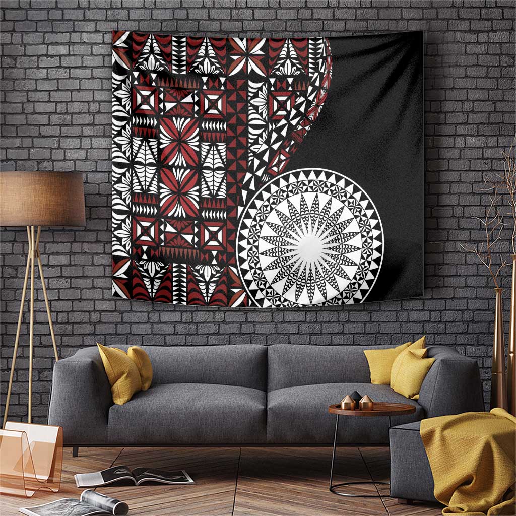 Red Tongan Ngatu Fonulei Pattern Tapestry LT9 Red - Polynesian Pride