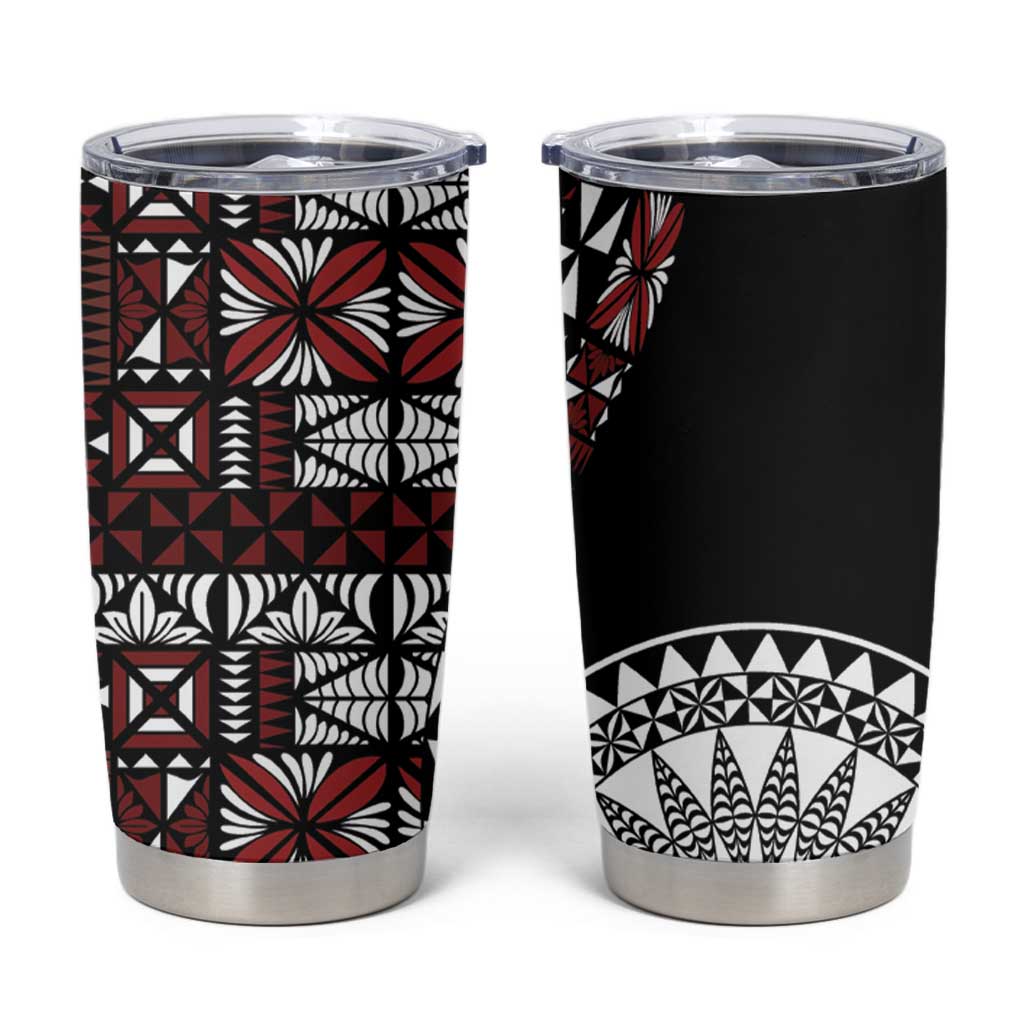 Red Tongan Ngatu Fonulei Pattern Tumbler Cup LT9 Red - Polynesian Pride