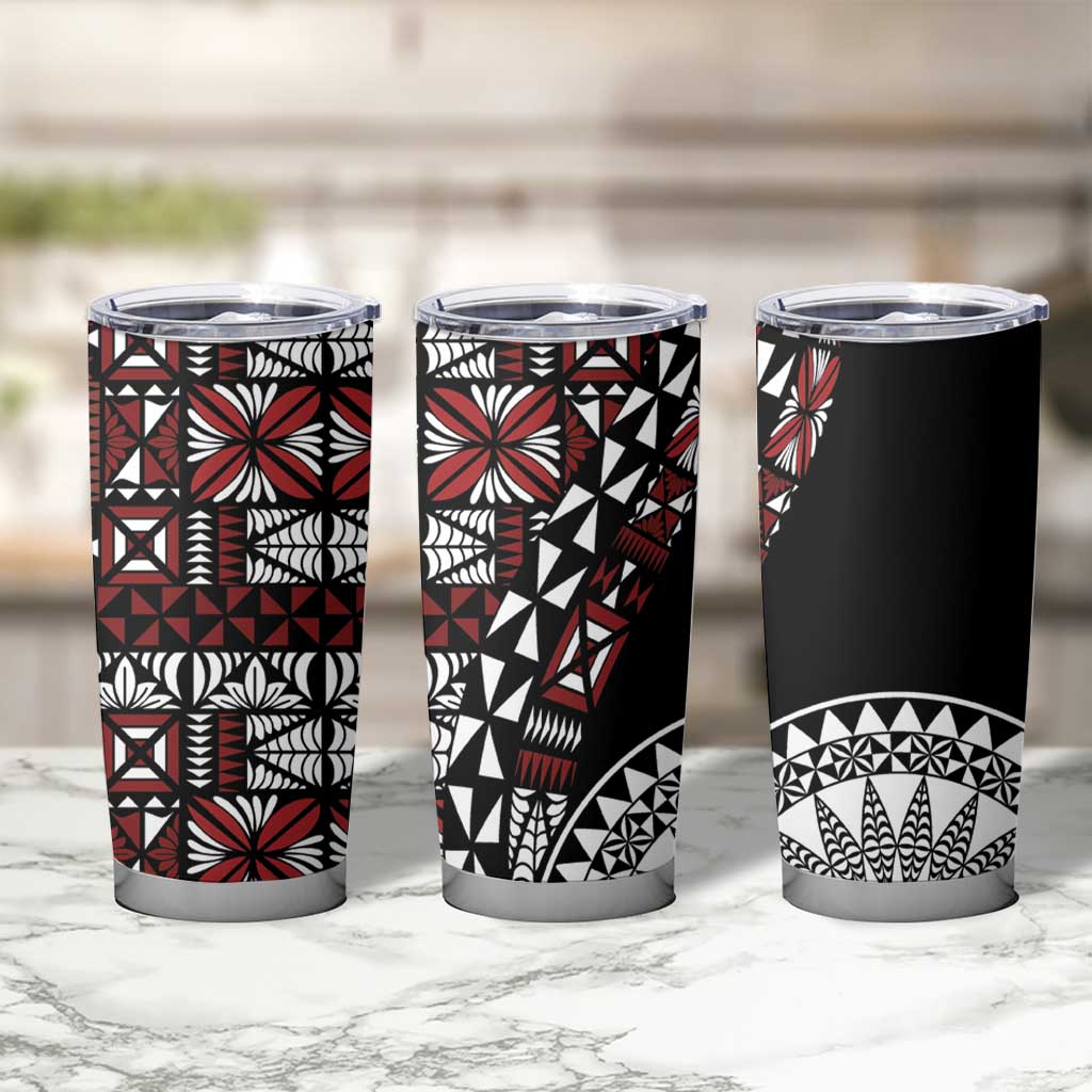 Red Tongan Ngatu Fonulei Pattern Tumbler Cup LT9 - Polynesian Pride