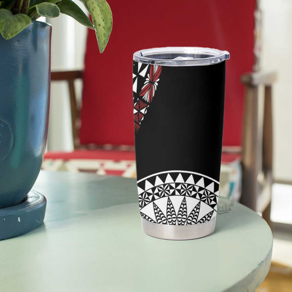 Red Tongan Ngatu Fonulei Pattern Tumbler Cup LT9 - Polynesian Pride