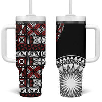Red Tongan Ngatu Fonulei Pattern Tumbler With Handle LT9 One Size: 40 oz Red - Polynesian Pride