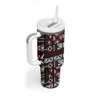 Red Tongan Ngatu Fonulei Pattern Tumbler With Handle LT9 - Polynesian Pride