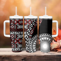 Red Tongan Ngatu Fonulei Pattern Tumbler With Handle LT9 - Polynesian Pride