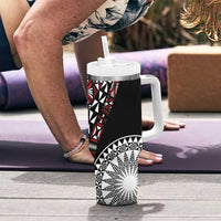 Red Tongan Ngatu Fonulei Pattern Tumbler With Handle LT9 - Polynesian Pride
