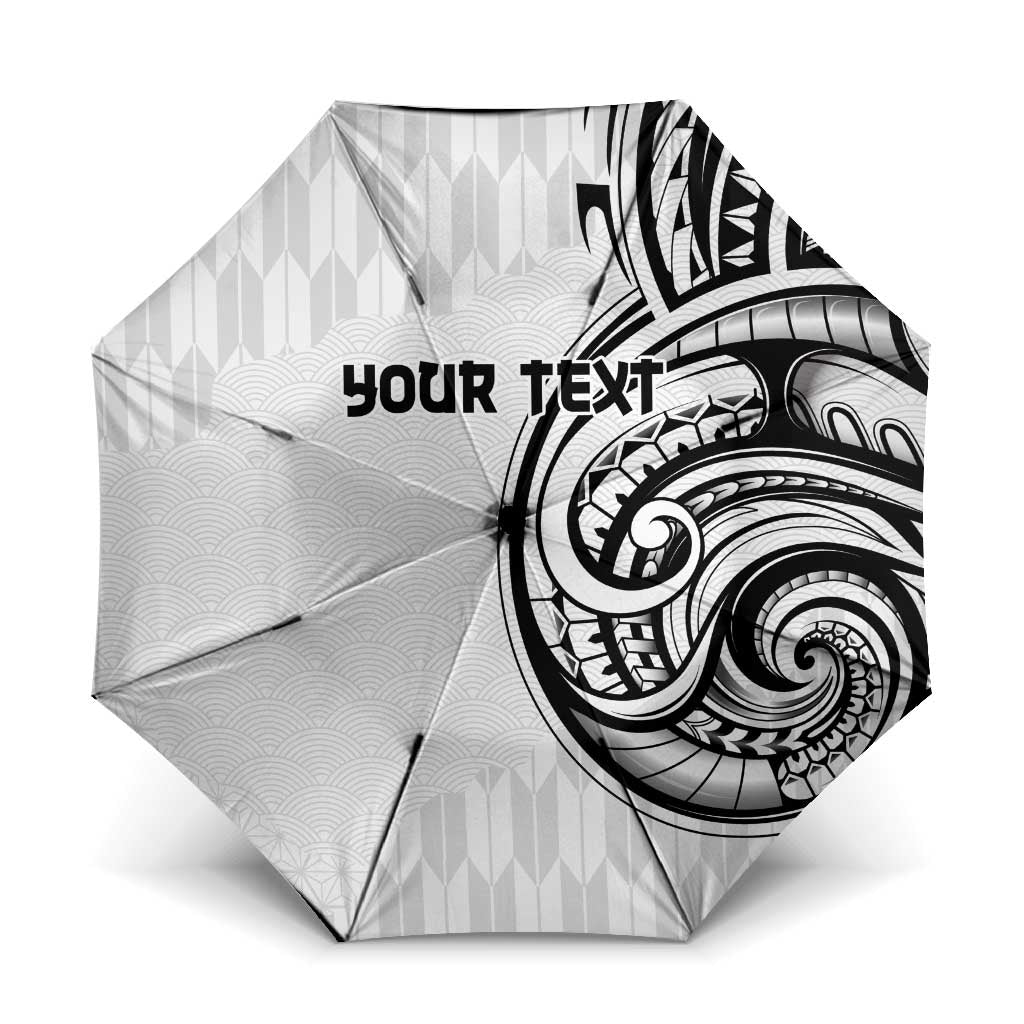 Hawaii and Japanese Culture Personalised Umbrella With Polynesian Tribal Tattoo Style LT9 One Size Folded 11.42 inch Opened Diameter 37.4 inch White - Polynesian Pride
