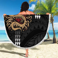 Hawaii and Japanese Oni Mask Personalised Beach Blanket Kakau Pattern Dark Art Style LT9 - Polynesian Pride