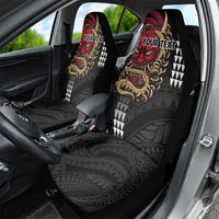 Hawaii and Japanese Oni Mask Personalised Car Seat Cover Kakau Pattern Dark Art Style LT9 - Polynesian Pride