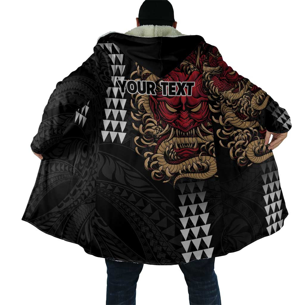 Hawaii and Japanese Oni Mask Personalised Cloak Kakau Pattern Dark Art Style LT9 - Polynesian Pride